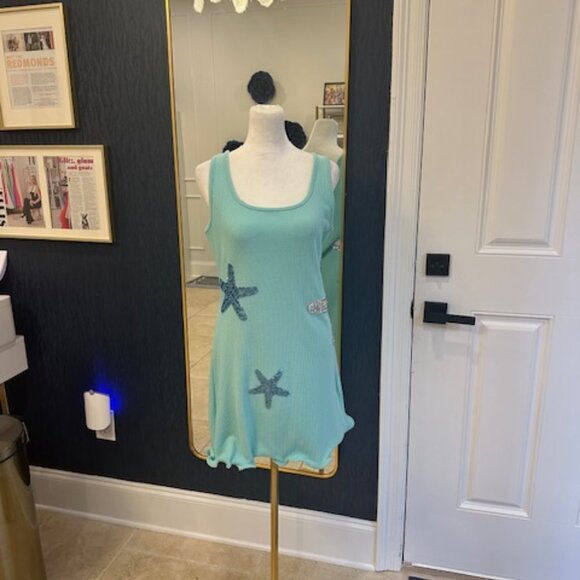 Starfish Embellished Mini Dress - Aqua - Picture 1 of 4